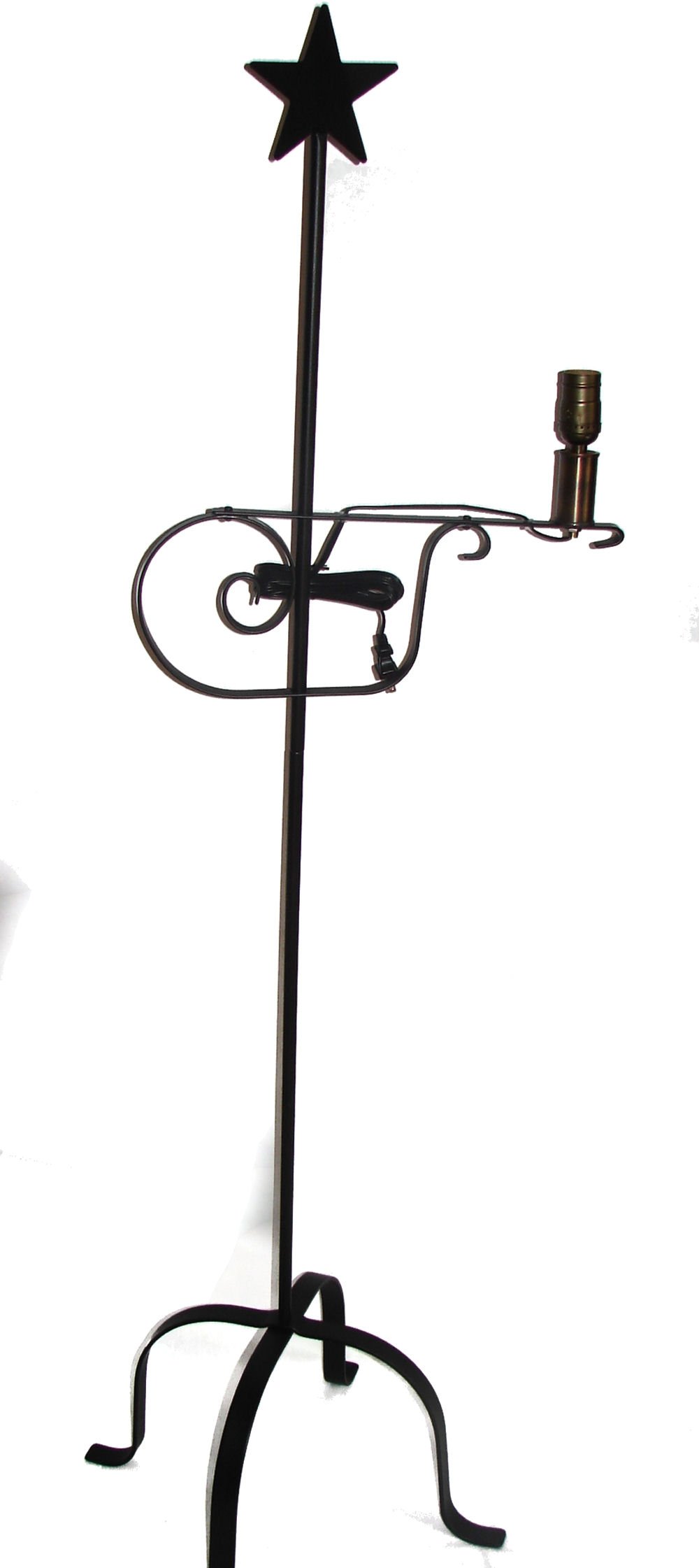Handcrafted Amish Wrought Iron Floor Lamp with Star Top - Elegant Lighting for Living Room, Bedroom & Office Decor