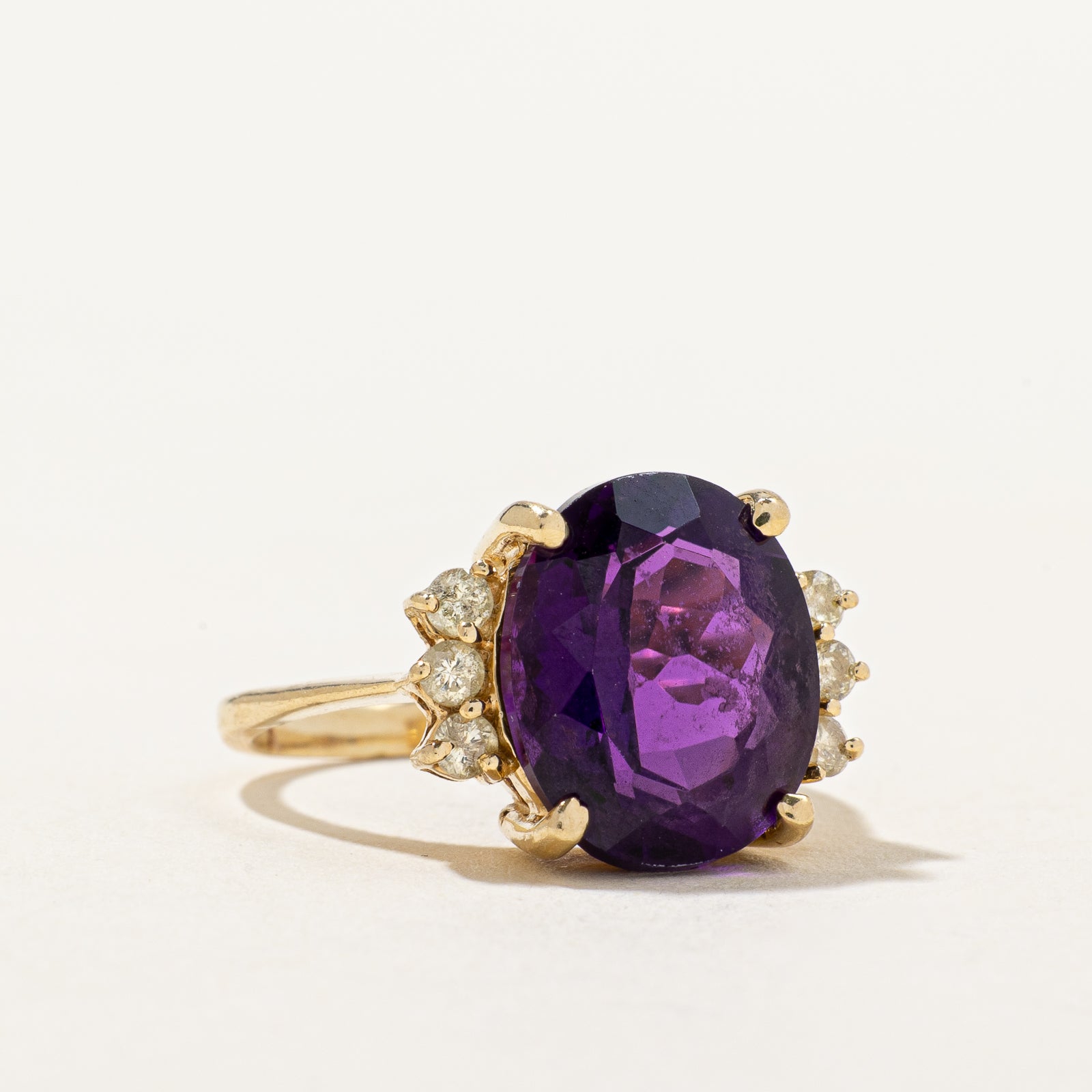 Exquisite 4.10ct Amethyst & 0.20ct Diamond Cocktail Ring - Size 4.25 | Elegant Purple Gemstone Jewelry for Women | Perfect for Evening Parties, Weddings & Special Occasions