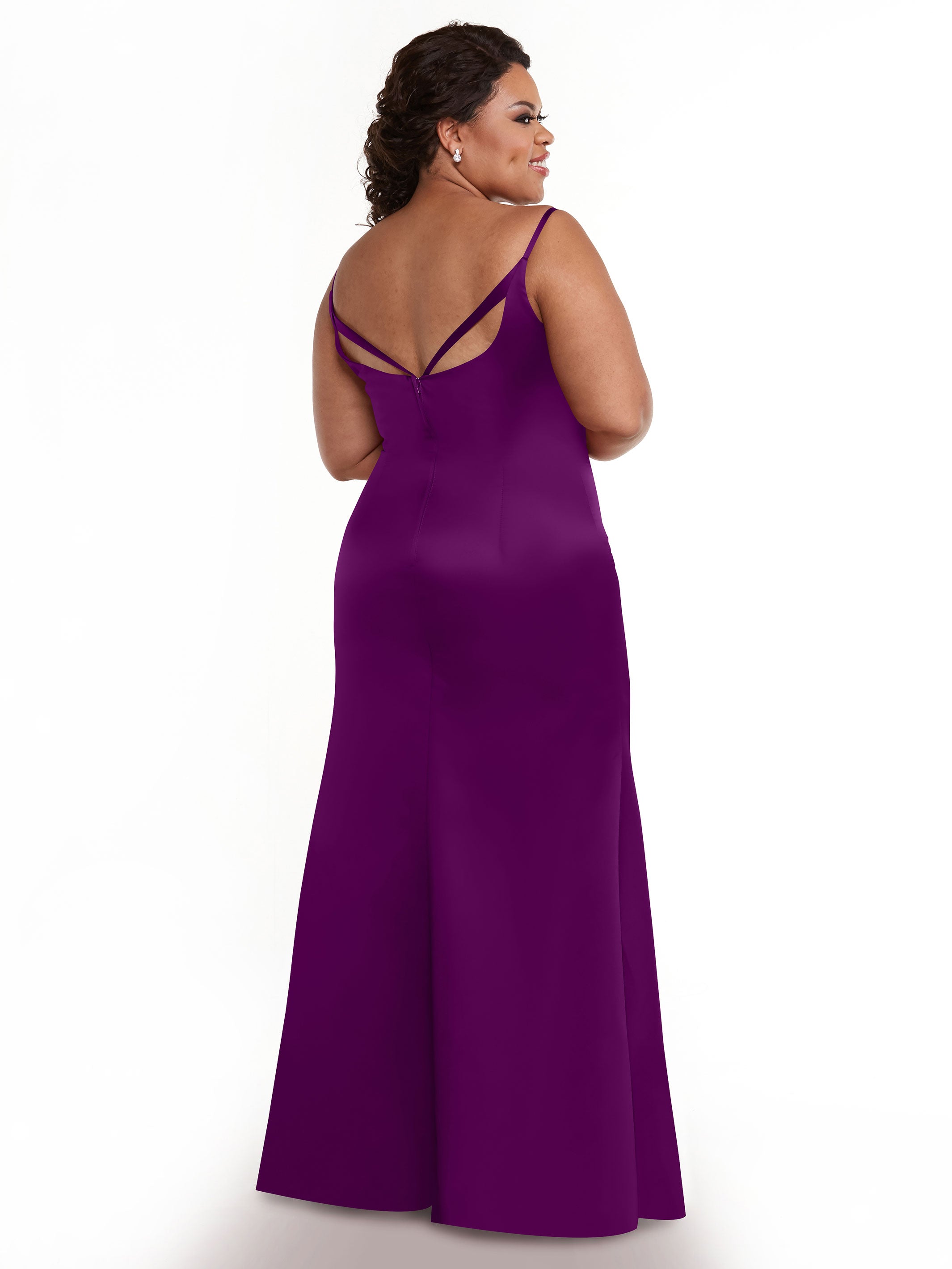 Elegant Fit and Flare Satin Bridesmaid Dress with Thigh High Slit - Perfect for Weddings, Prom, and Formal Events