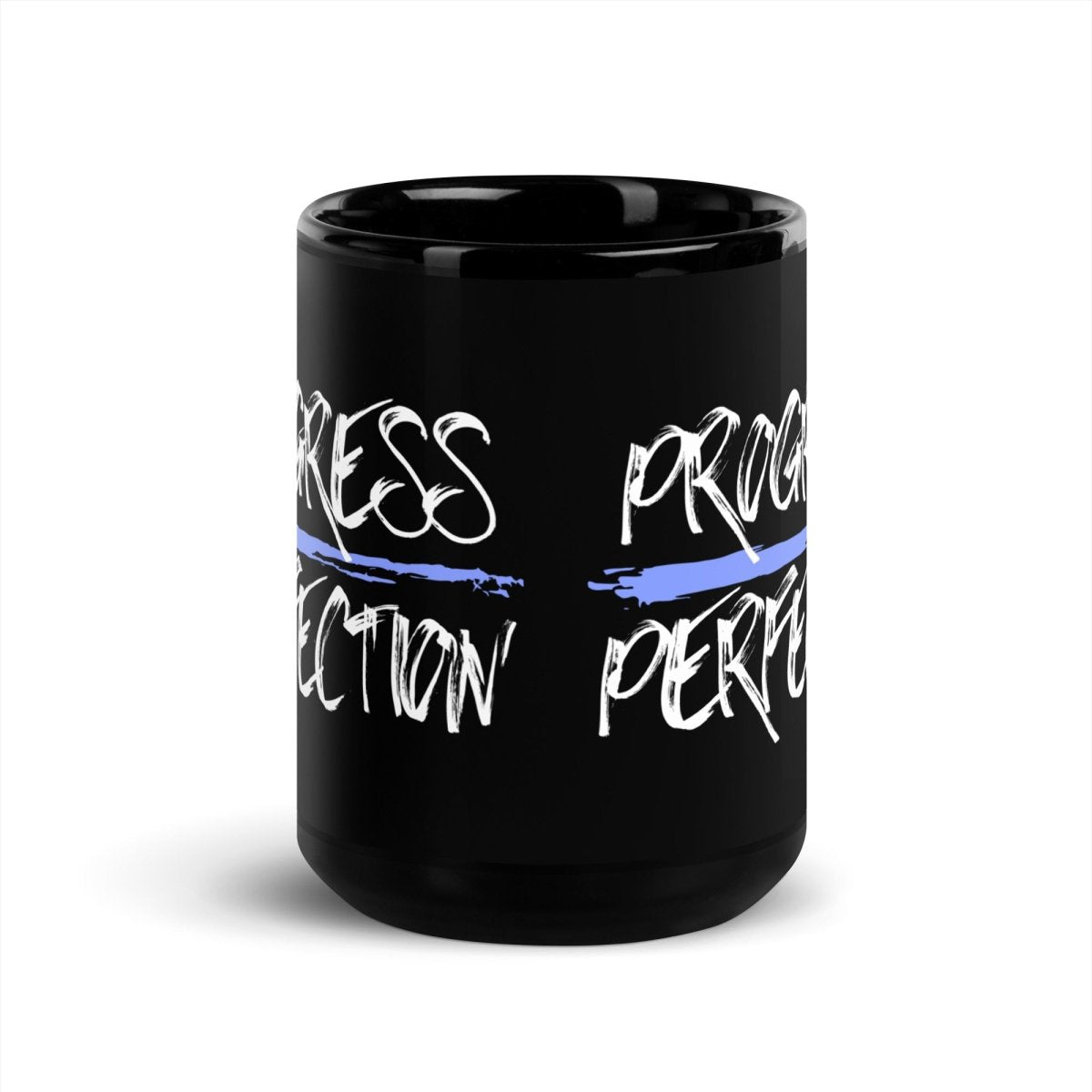 Progress Over Perfection Motivational Black Glossy Coffee Mug - Inspirational Gift for Office, Home & Daily Coffee Lovers