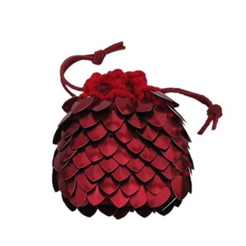Knitted Scale Armor Dice Bag - Flame Red for Dungeons & Dragons RPG Gaming Accessories | Perfect for Tabletop Games, D&D Sessions, and Fantasy Cosplay