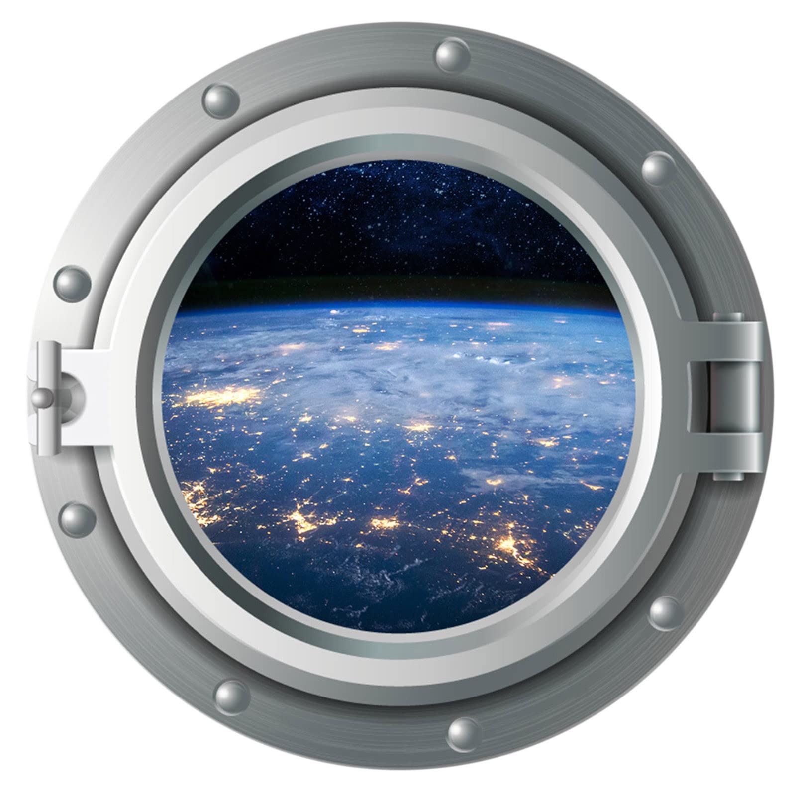 3D Space Airplane Window Wall Stickers - Removable Decals for Boys Bedroom, Kids Room & Living Room Decor - Perfect for Nursery, Playroom & Home Themed Spaces