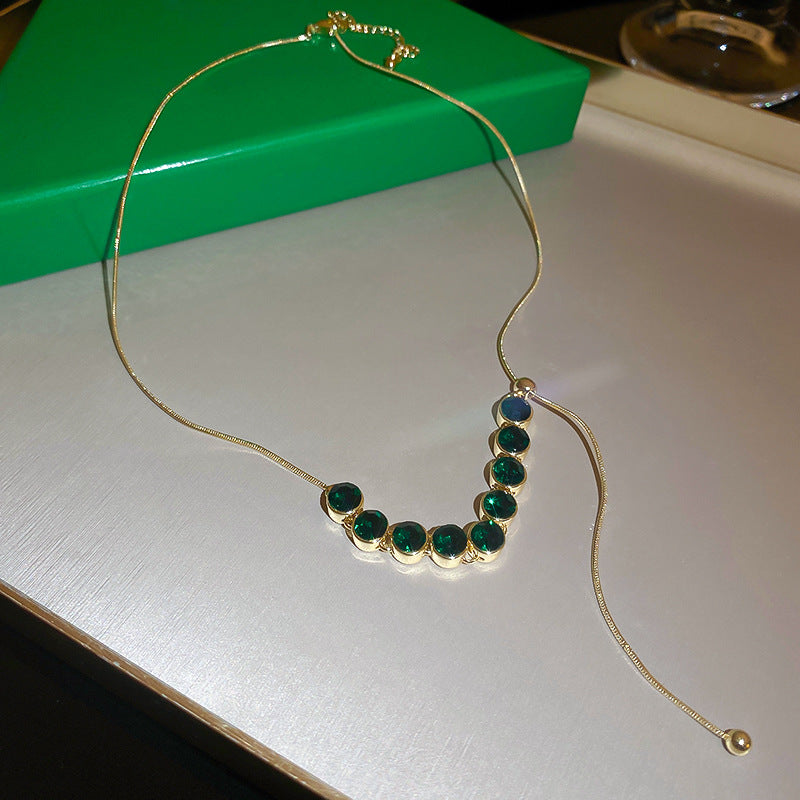 Dainty Green CZ Adjustable Chain Necklace | Elegant Jewelry for Women | Perfect for Parties, Weddings & Everyday Wear | HN2329