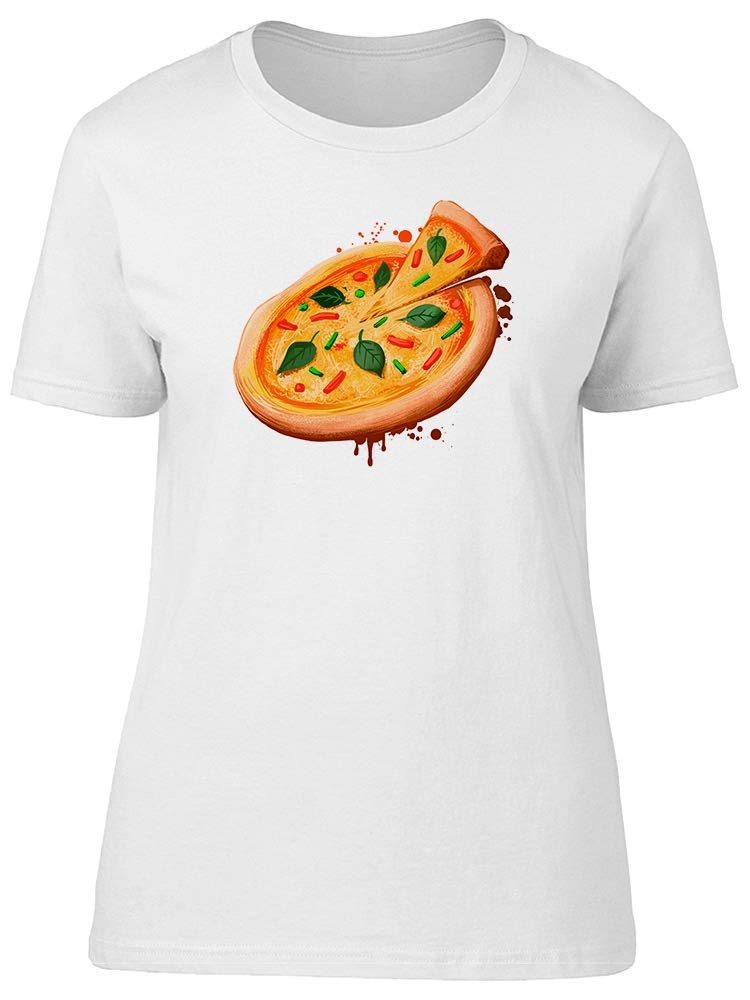 Smartprints Cool Pizza Margherita Food Lover T-Shirt for Women | Funny Italian Pizza Graphic Tee | Perfect for Pizza Parties, Foodie Gifts & Casual Wear
