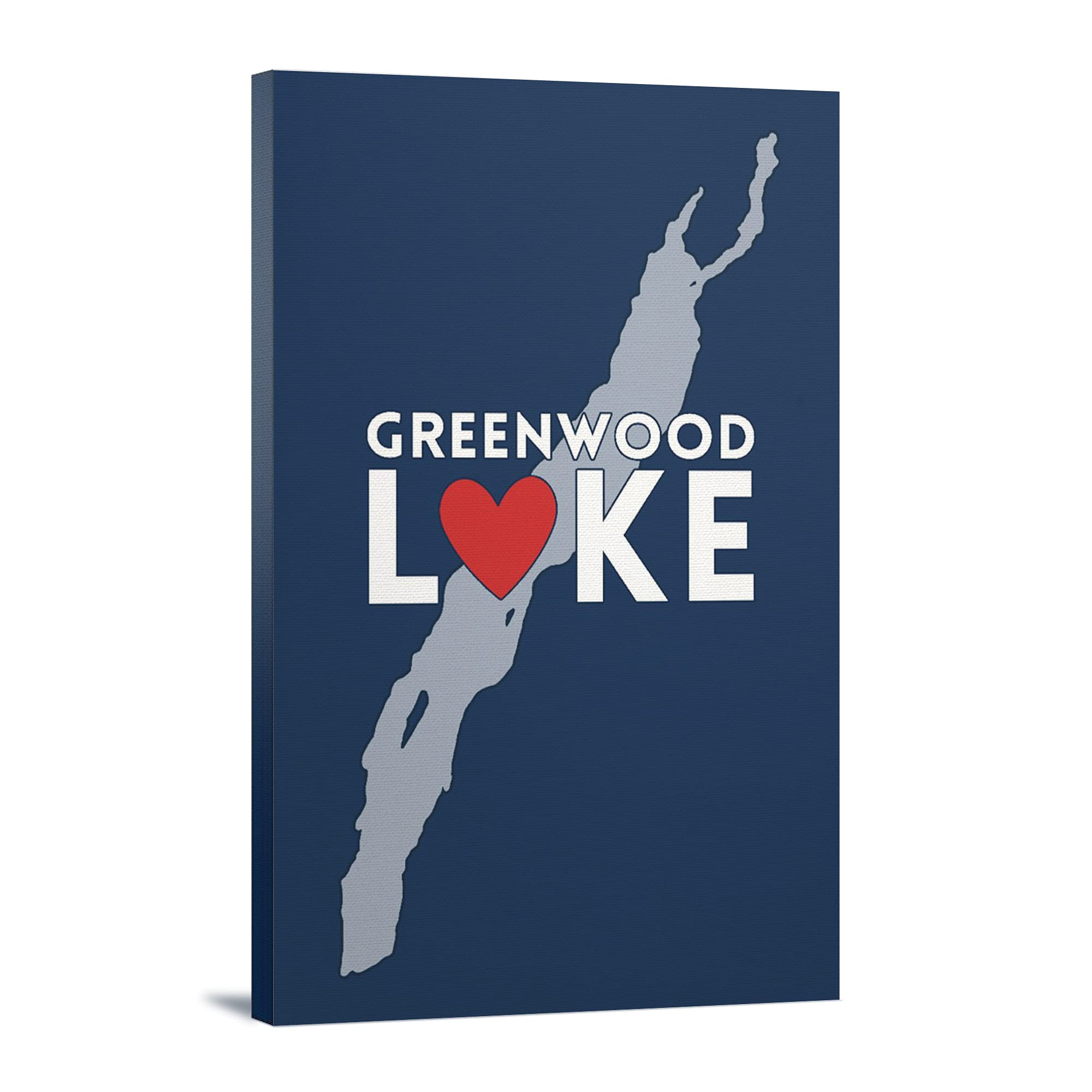 Heart Design Wrapped Canvas Wall Art - 16x24 Inches, Greenwood Lake New York Inspired Home Decor for Living Room, Bedroom & Office