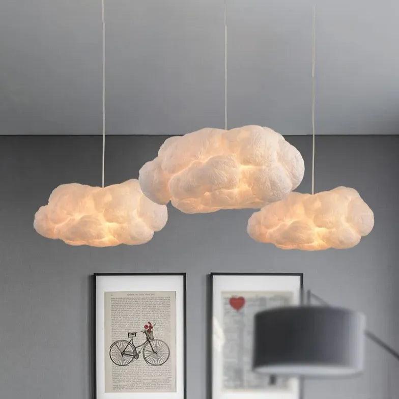 Modern White Cotton Ball Pendant Light - Stylish Ceiling Lighting for Living Room, Bedroom, and Dining Area