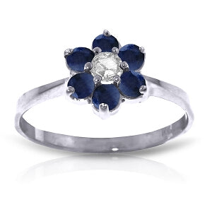 0.5 Carat 14K Solid White Gold Sapphire and Diamond Ring - Elegant Promise Ring for Women, Perfect for Anniversaries, Engagements & Special Occasions