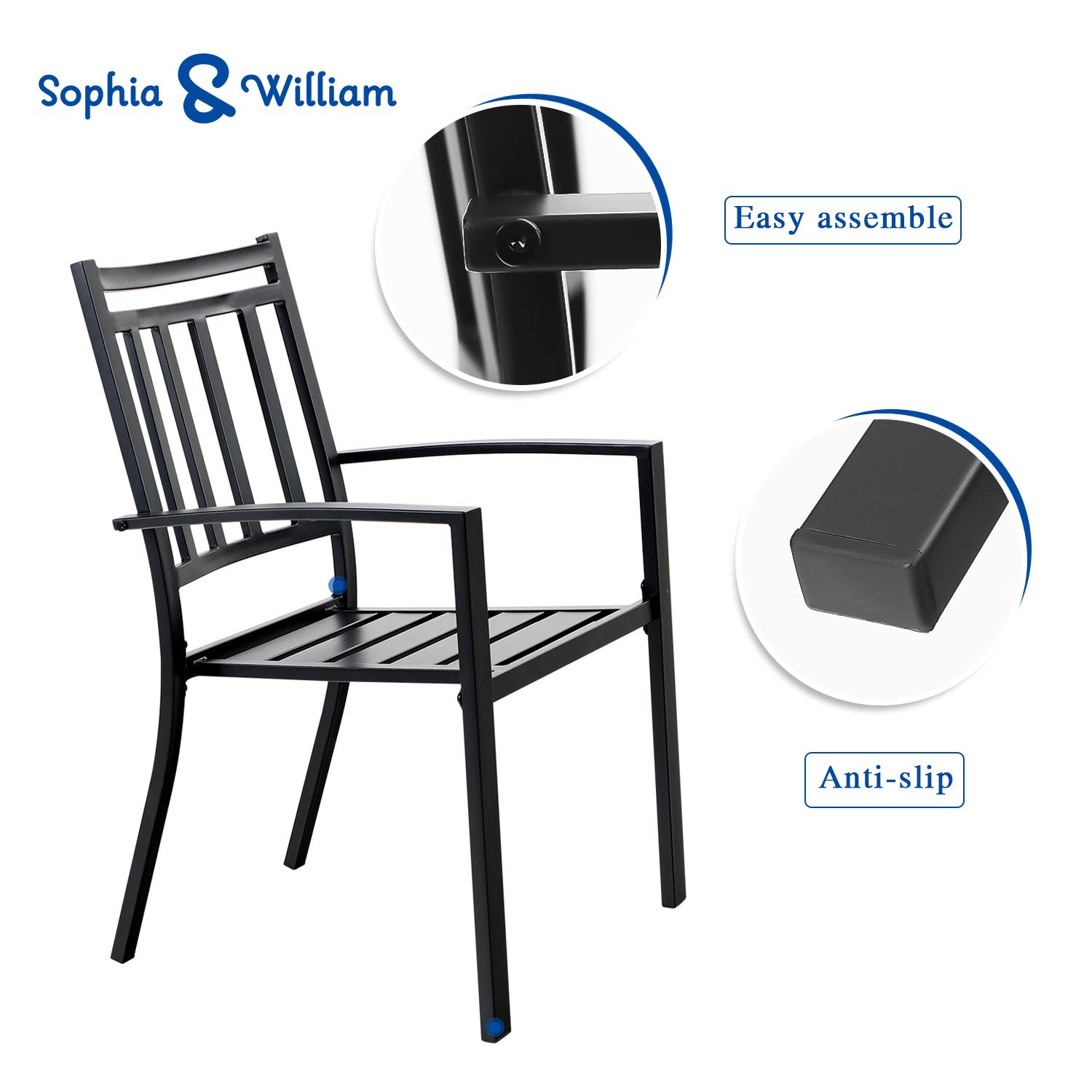 Sophia & William 7-Piece Outdoor Dining Set with 6 Metal Chairs & 1 Expandable Rectangle Table - Modern Patio Furniture for Poolside, Porch, Backyard | Perfect for Outdoor Entertaining, BBQ Parties & Family Gatherings