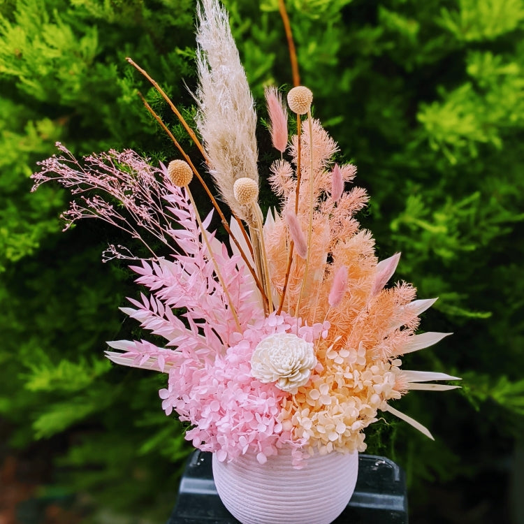 Everlasting Pink & Peach Dried Flower Arrangement - Ainsley Home Decor for Wedding Centerpieces, Table Decor, and Gift Ideas