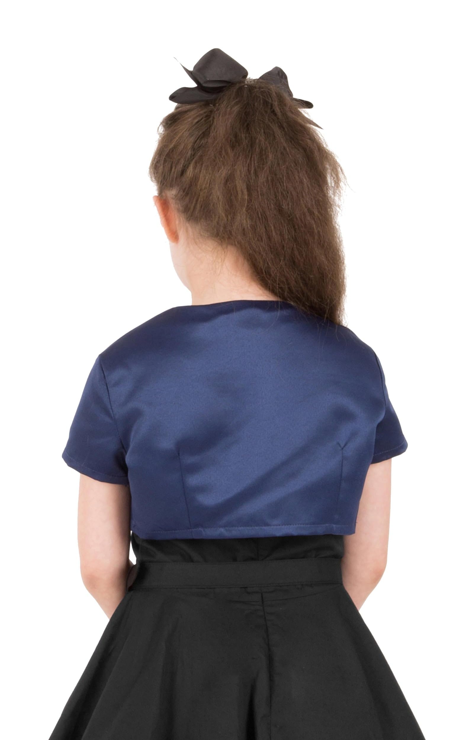 BlackButterfly Girls Satin Short Sleeve Bolero Shrug - Elegant Kids' Formal Wear for Weddings, Parties & Special Occasions