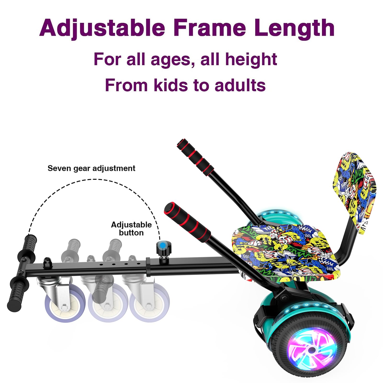 6.5 Inch Self Balancing Hoverboard with Bluetooth & LED Lights - Electric Scooter for Kids & Teens - Perfect for Commuting, Campus Travel & Outdoor Fun