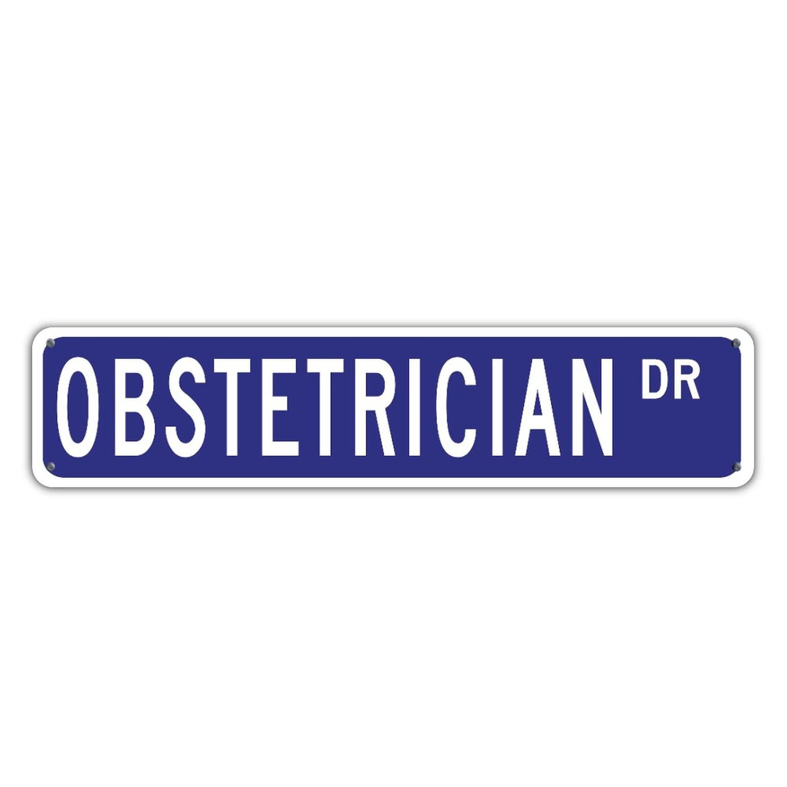 Vintage Solid Navy Blue Obstetrician Doctor Office Sign - Personalized Metal Wall Decor for Indoor & Outdoor Use - Weather-Resistant Heavy Duty Rectangle Plaque (4x18 inches) - Perfect for Garage, Office, Restaurant, Clinic & Medical Practice Decor