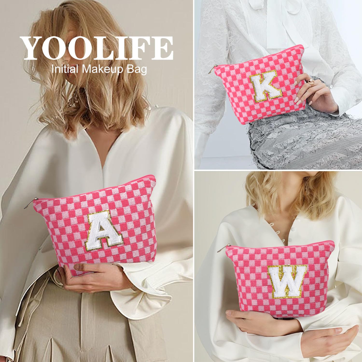 YOOLIFE Personalized Makeup Bag for Women - Large Capacity Cosmetic Pouch with Pockets, Best Birthday Gift for Friends, Female Travel Toiletry Case (Pink) - Perfect for Travel, Daily Use & Gift Giving