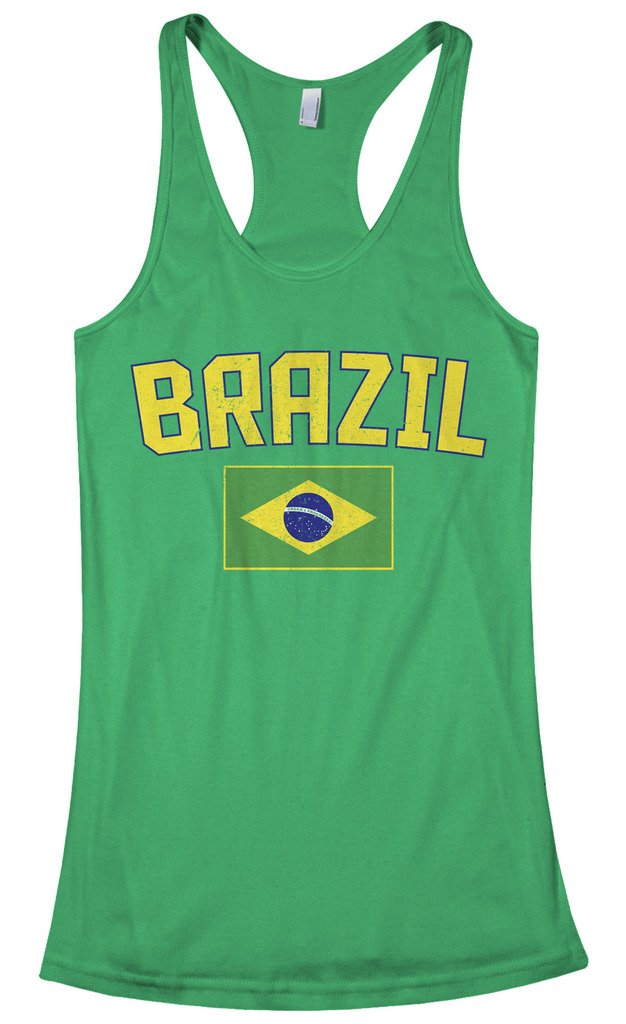Threadrock Women's Brazil Flag Racerback Tank Top - Comfortable Workout & Casual Wear for Gym, Beach & Summer Outfits