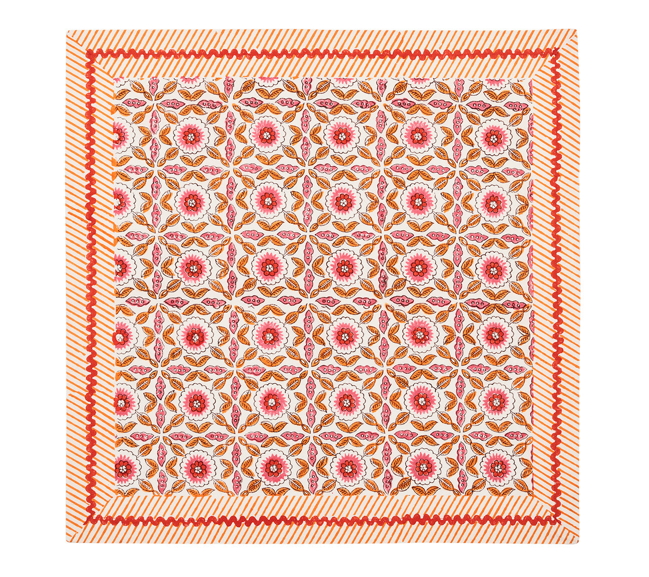 Majorelle Cotton Napkins Set of 4 - Premium White, Pink & Orange Dinner Napkins for Fine Dining, Parties & Everyday Use