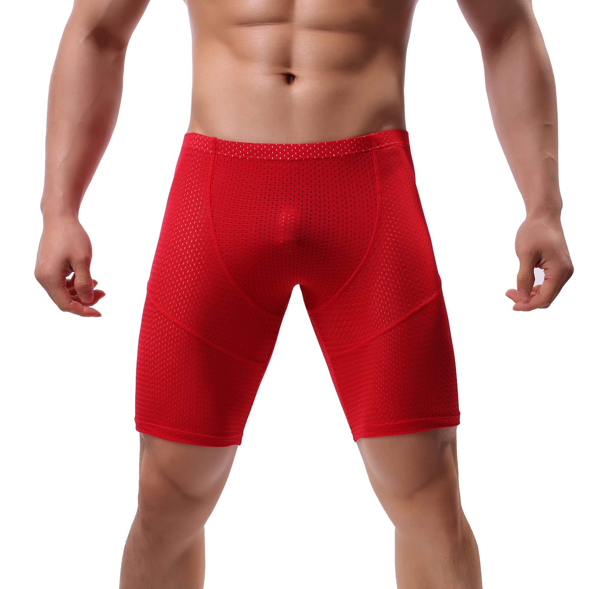Linemoon Men's Tight Yoga Workout Shorts - Breathable Mesh Gym Training Shorts for Running, Cycling & Fitness | Quick-Dry Activewear for Men