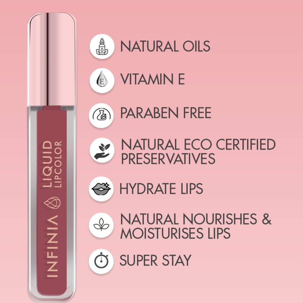 INFINIA Long Lasting Liquid Lipstick - M-98 Matte Lip Color, Hydrating & Smudge Proof | Perfect for Everyday Wear, Parties & Special Occasions
