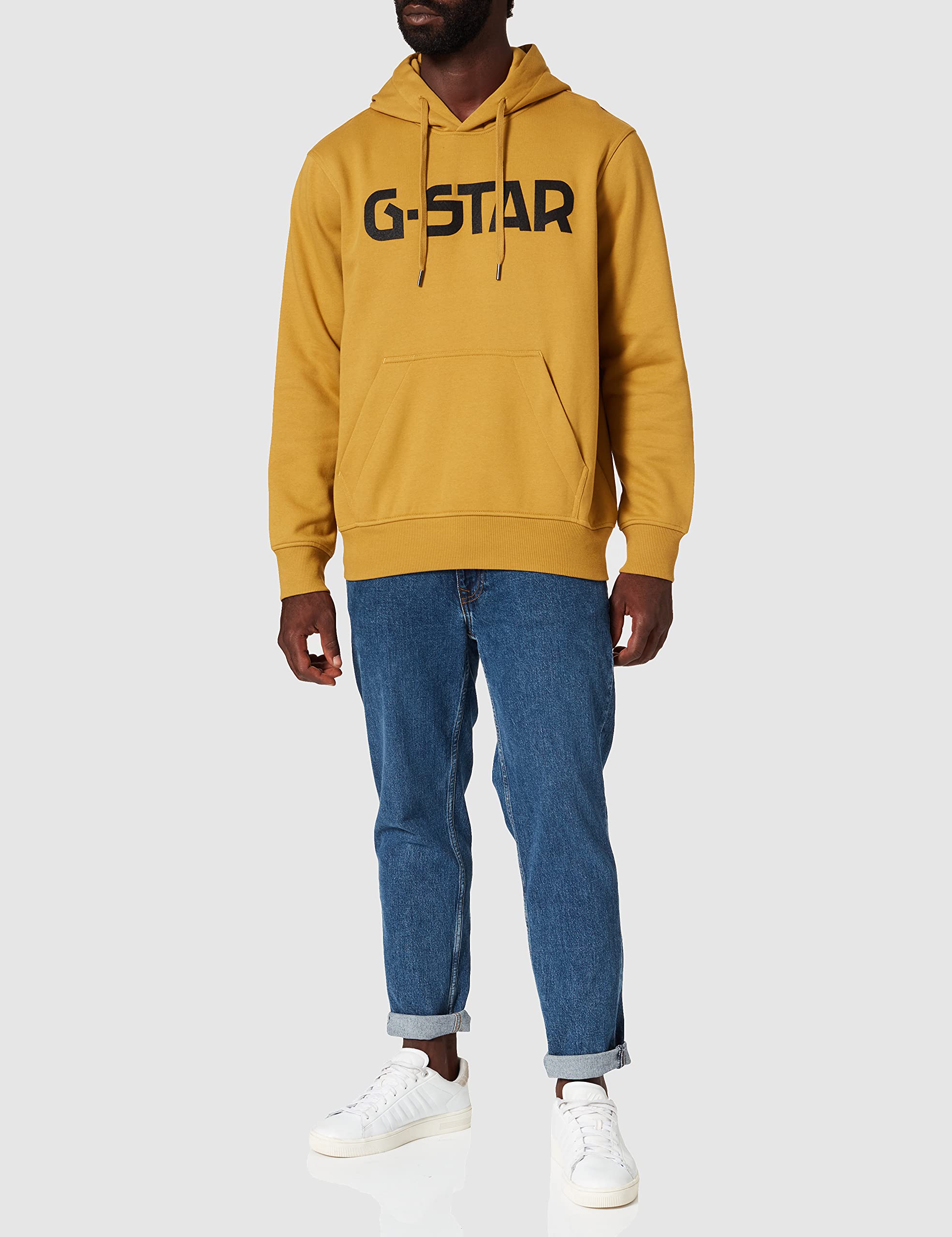 G-STAR RAW Men's Flocked Logo Hoodie Sweatshirt - Toasted Brown, Small Size | Casual Streetwear Pullover for Everyday Wear & Urban Fashion