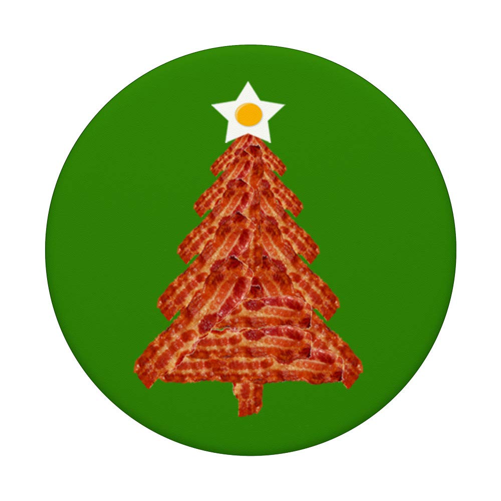 Bacon & Christmas Tree Shaped Fried Egg PopSockets - Phone Grip & Stand for iPhone, Samsung & Tablets | Holiday Gift, Party Decor, Kitchen Accessory
