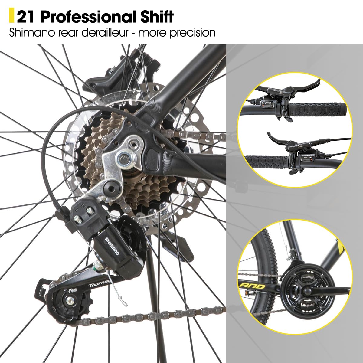 Hiland 27.5 Inch Mountain Bike for Adults - 21 Speed Gears, Aluminum 18 Inch Frame, Lock-Out Suspension Fork, Hydraulic Disc Brakes - Perfect for Men & Women - Ideal for Trail Riding, Commuting and Outdoor Adventures