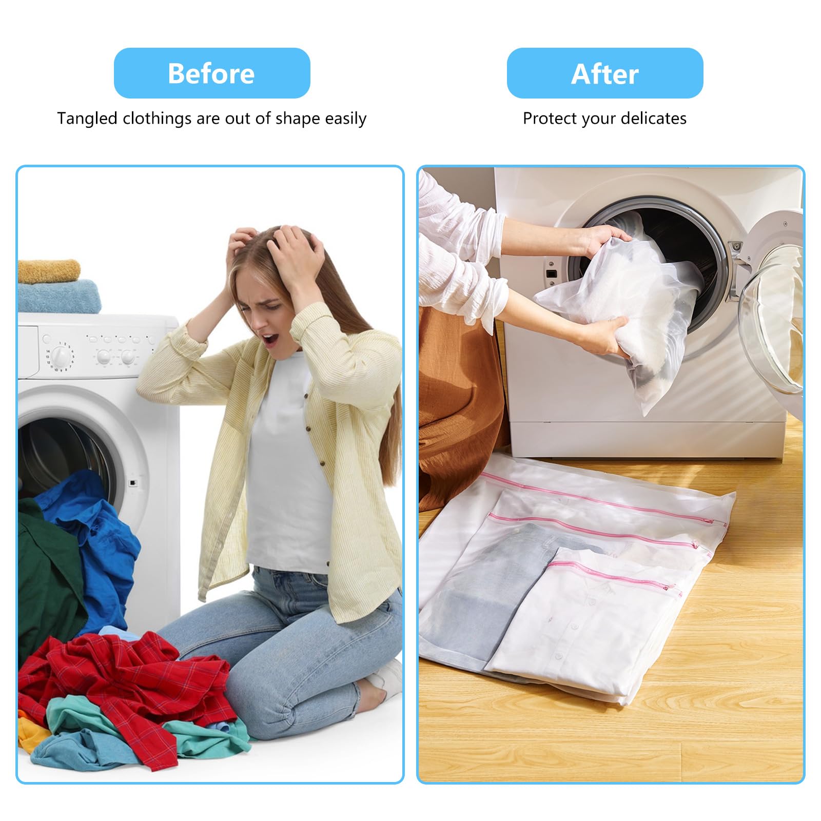 4-Piece Delicate Laundry Bags Set - Fine Mesh Wash Bags for Bras, Underwear & Lingerie Protection - Small, Medium & Large Sizes - Perfect for Travel, Dorm Storage & Baby Toy Organization - Gentle Washing & Storage Solution