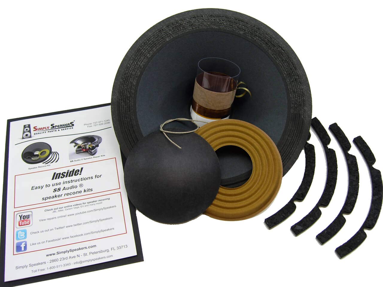 SS Audio 10 Inch SWR Bass Recone Kit for Goliath, Eden, PAS - 8 Ohms (RK-SWR10) | Perfect for Bass Amp Repair & Speaker Restoration