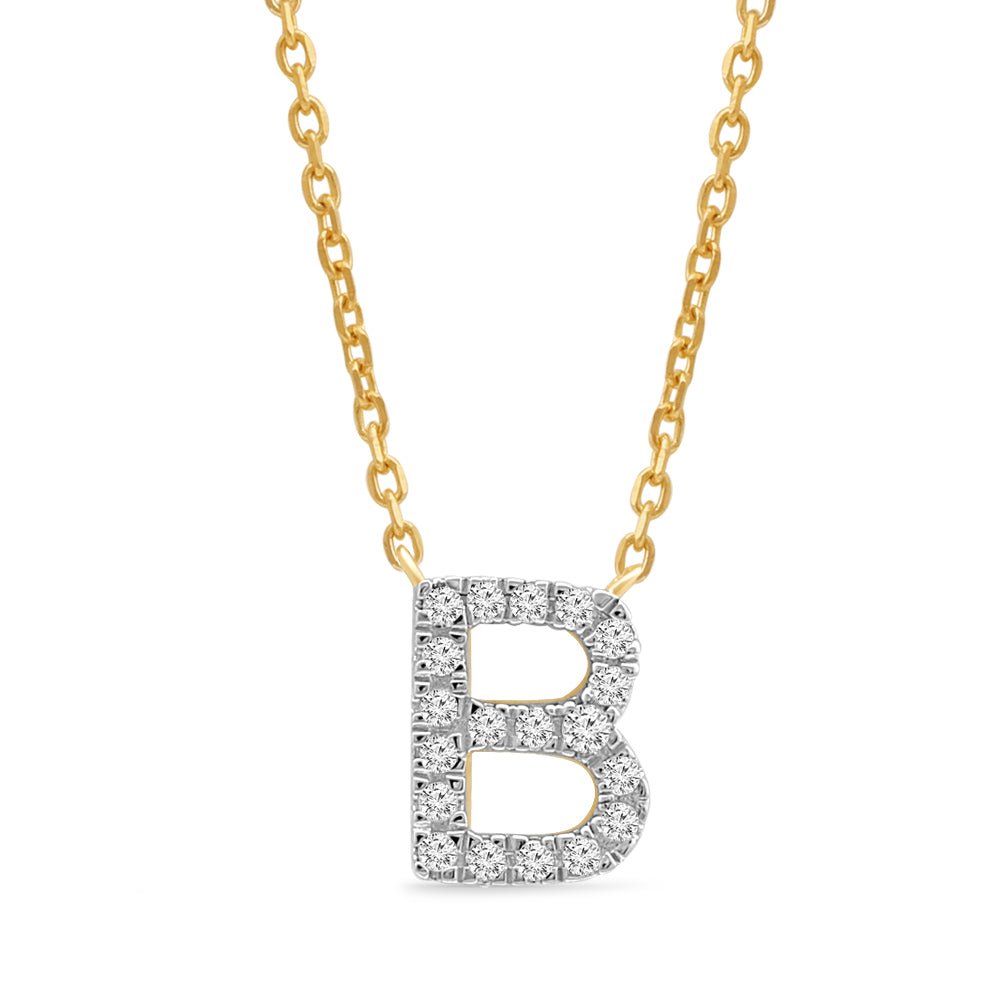 14K Yellow Gold Diamond Initial Charm Necklace - Personalized Classic Jewelry for Women | Perfect Gift for Birthday, Anniversary & Valentine's Day