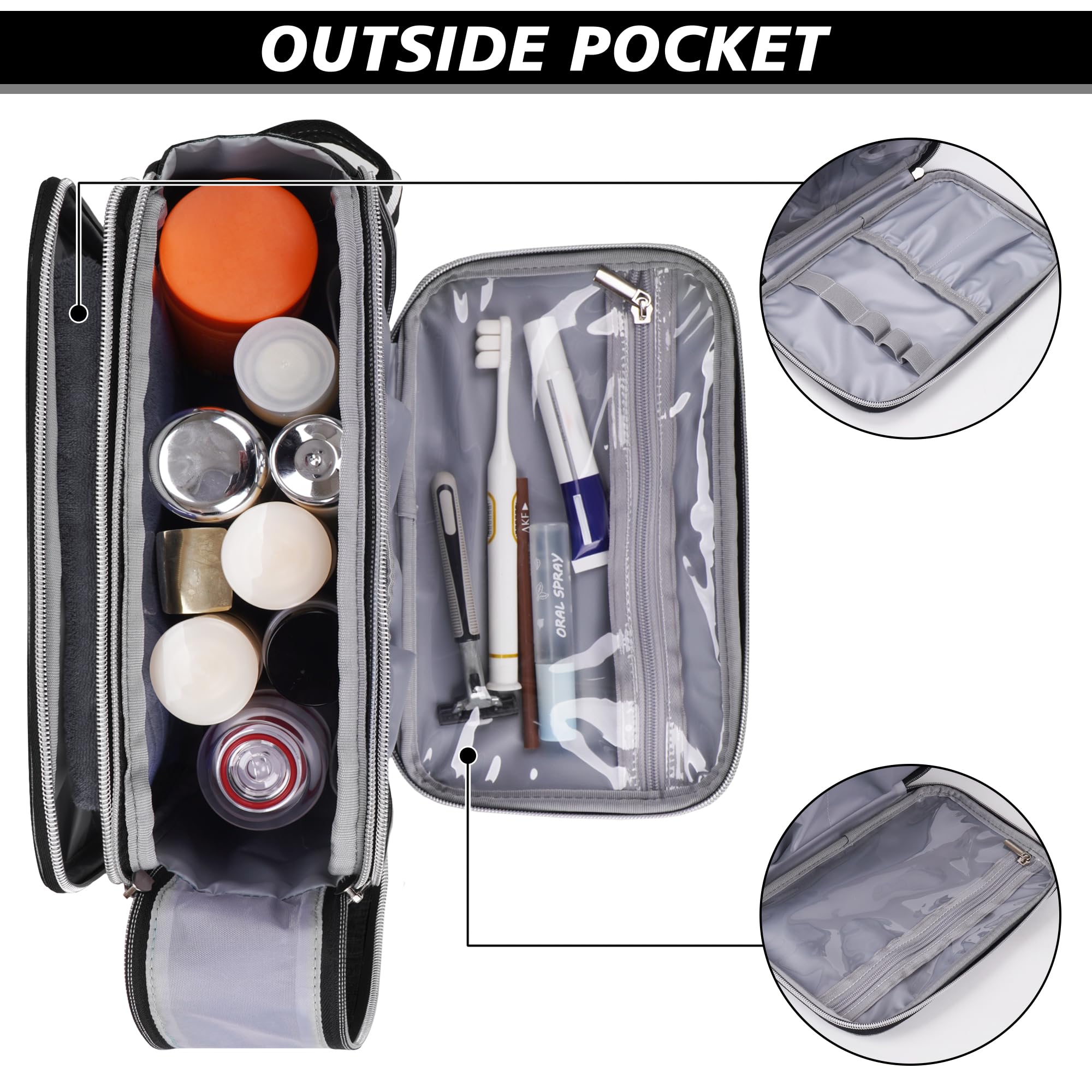 BAGLHER Men's Waterproof Toiletry Bag - Large Travel Organizer for Shaving & Accessories - Perfect for Gym & Business Trips