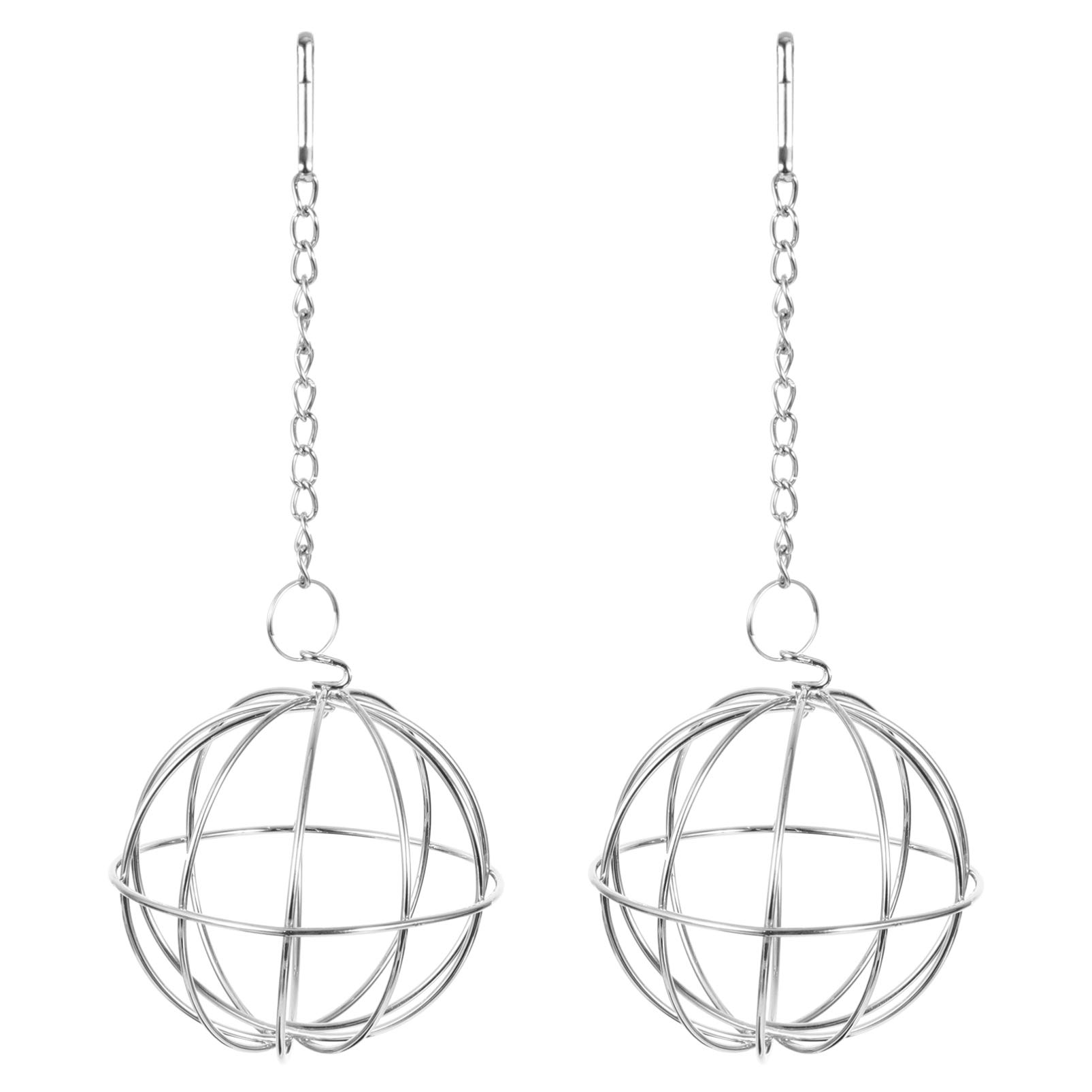 YARNOW 2Pcs Stainless Steel Chicken Vegetable Hanging Feeder - Poultry Treat Ball Feeder with Chain for Hens, Parrots & Small Birds (22x8.5cm) - Perfect for Backyard Coops, Aviaries & Pet Bird Cages