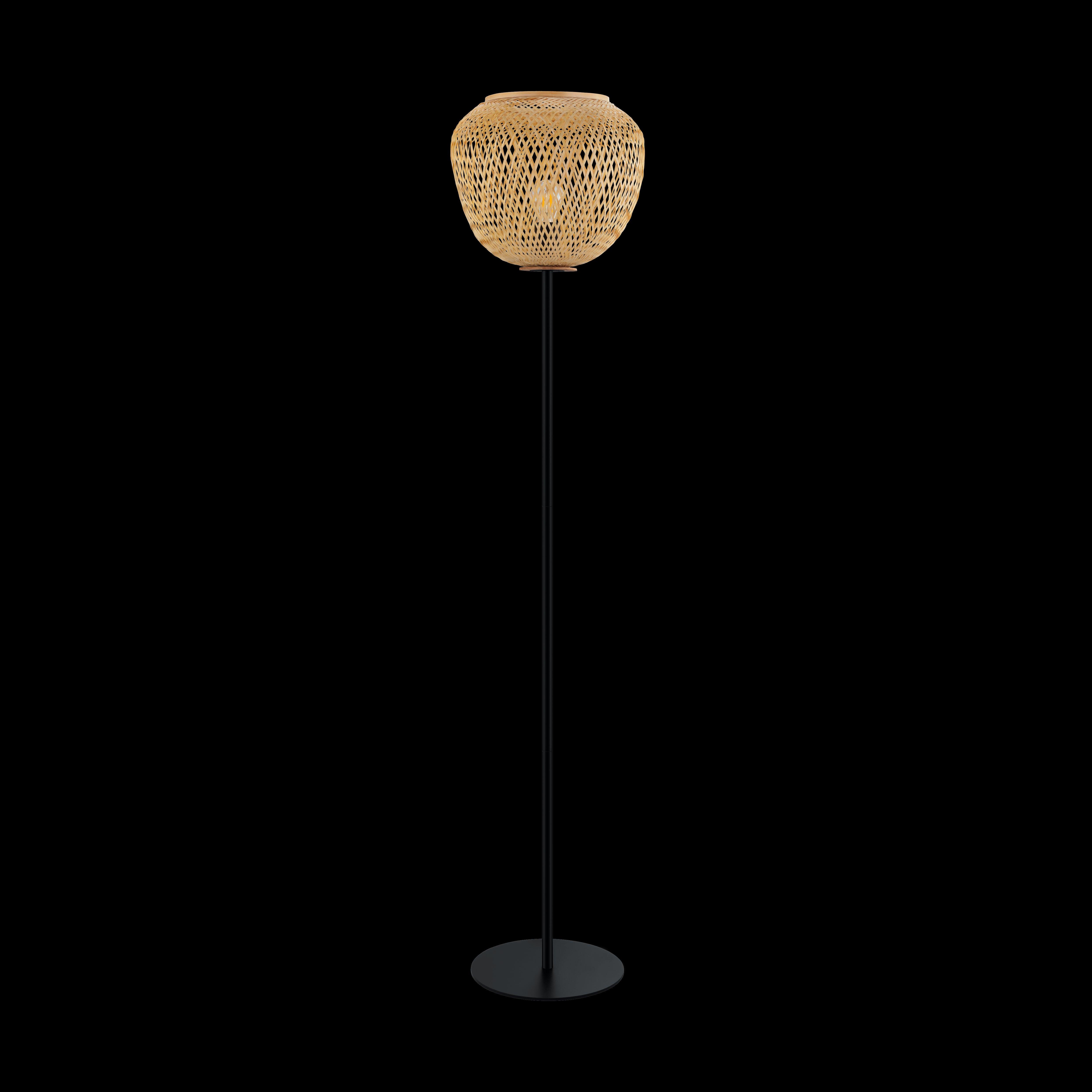 Eglo Dembleby Black Metal Floor Lamp with Wicker Lampshade - Modern Farmhouse Lighting for Living Room, Bedroom & Office Decor