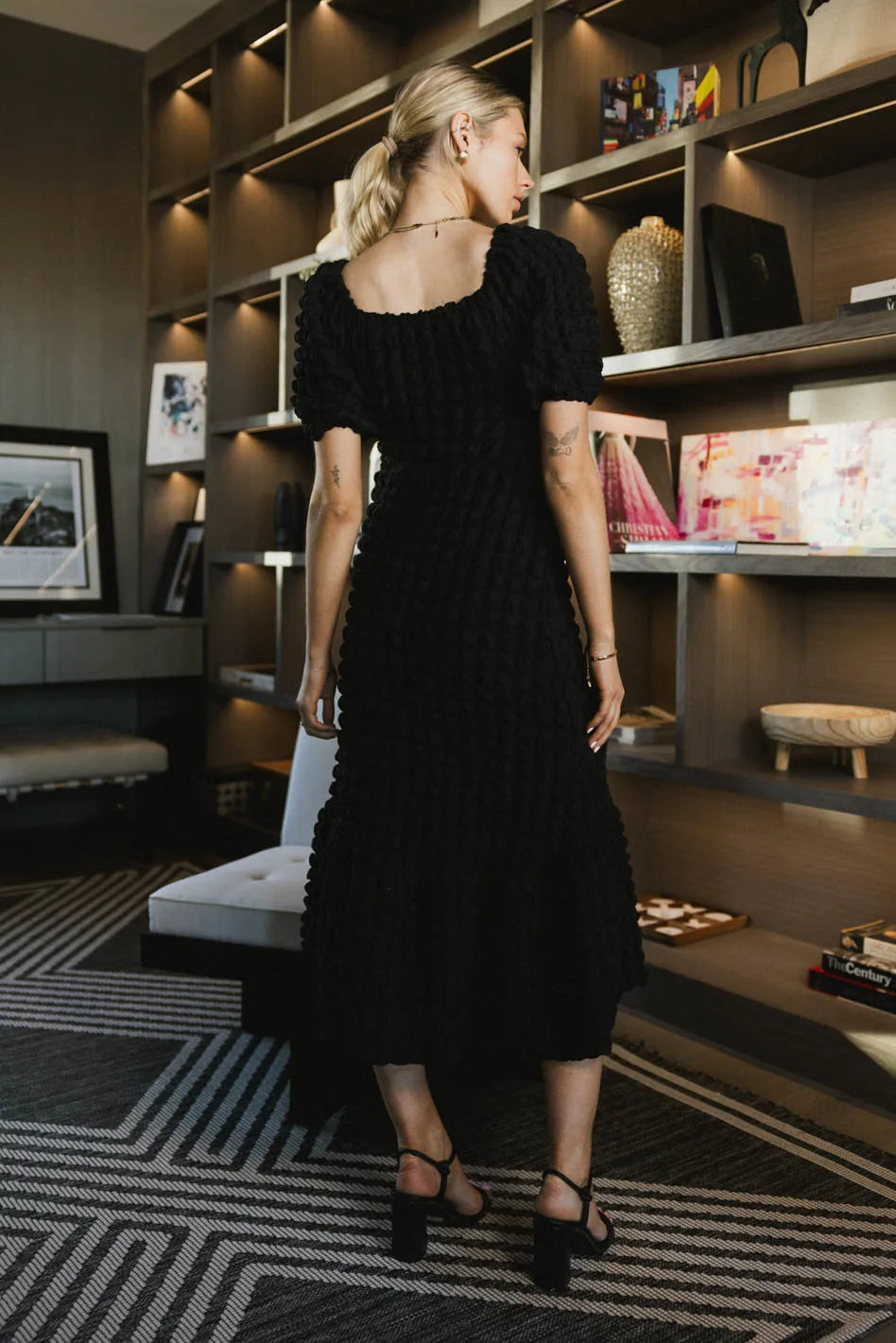 Miley Black Bubble Texture Dress - Women's Fashion Trendy Party & Evening Wear - FINAL SALE