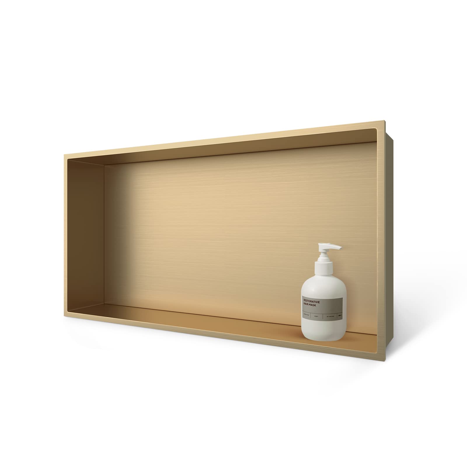 Stainless Steel Shower Niche 24x12 Inch - No Tiling Required Recessed Bathroom Storage Organizer - Champagne Gold Finish for Modern Showers & Spa Bathrooms