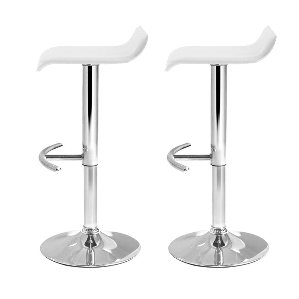 Adjustable Gas Lift Bar Stools Set of 2 - White Kitchen Counter Height Swivel Chairs for Home Bar, Breakfast Nook & Dining Room