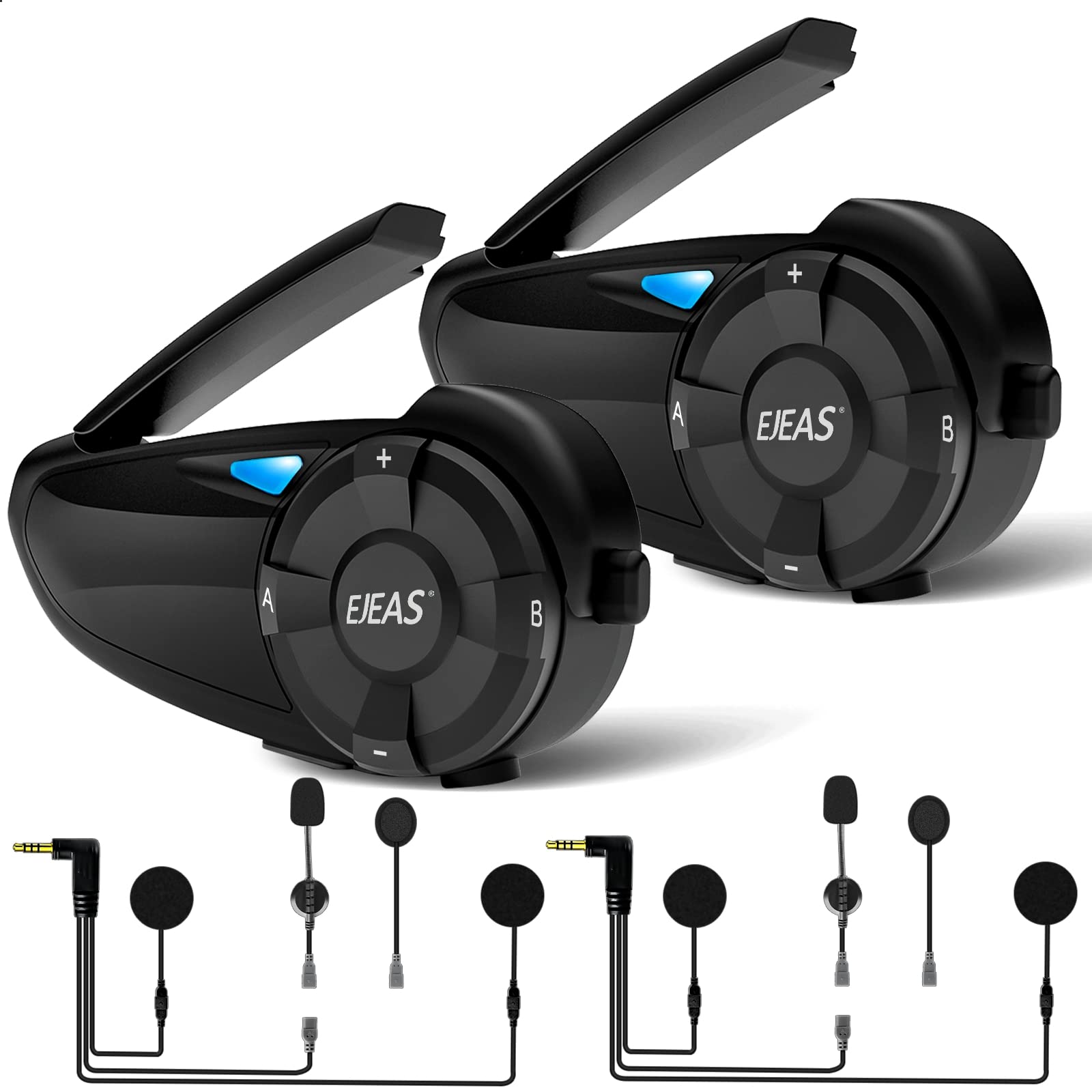 EJEAS Q7 Upgraded Bluetooth 5.1 Motorcycle Intercom Headset - Wireless Helmet Communication System with Stereo Sound & Quick Pair for Riding, Skiing, Climbing (2 Pack) - Perfect for Group Rides, Outdoor Adventures & Hands-Free Communication