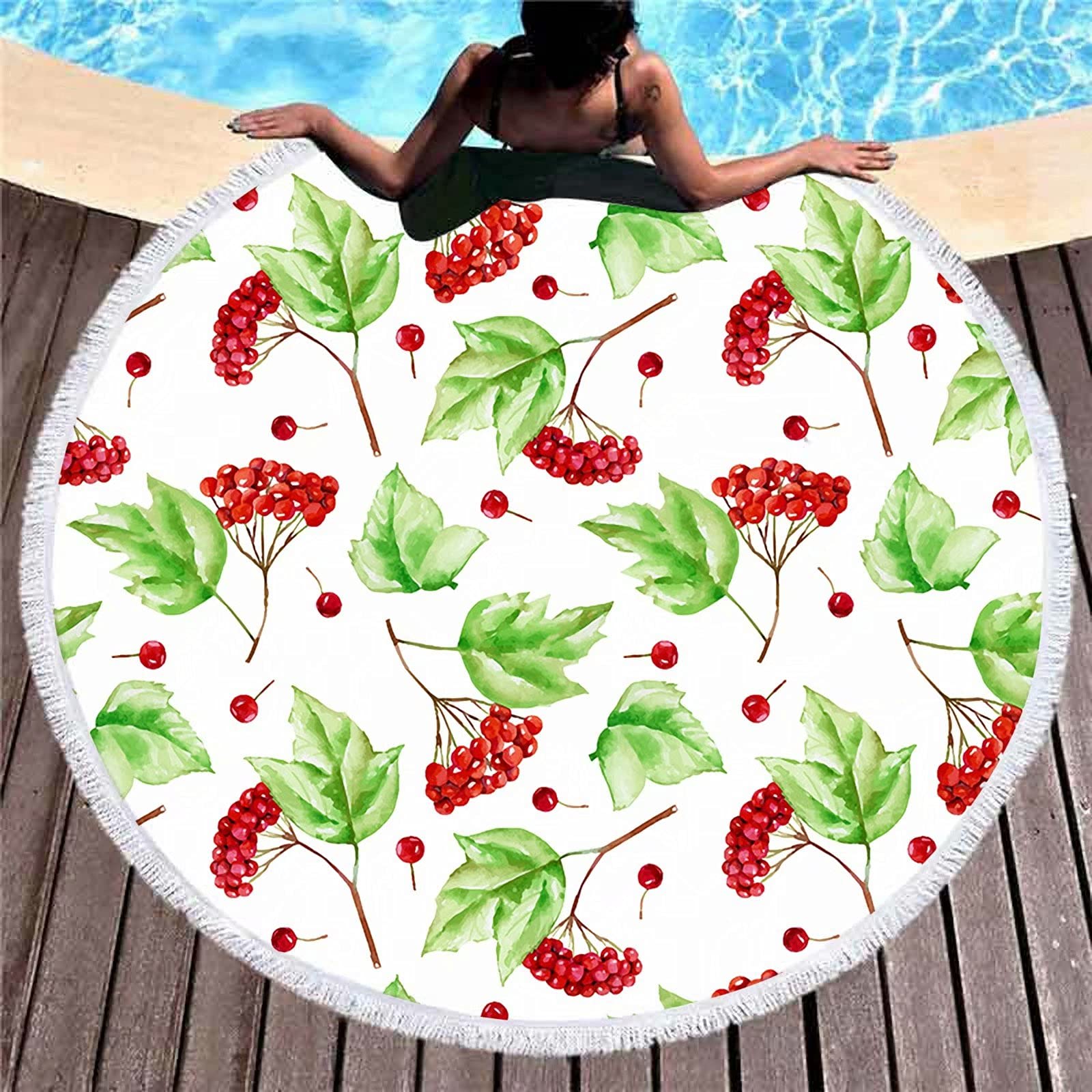 Oversized Round Beach Towel - Sandproof Microfiber Blanket for Yoga, Picnics & Outdoor Activities | 59
