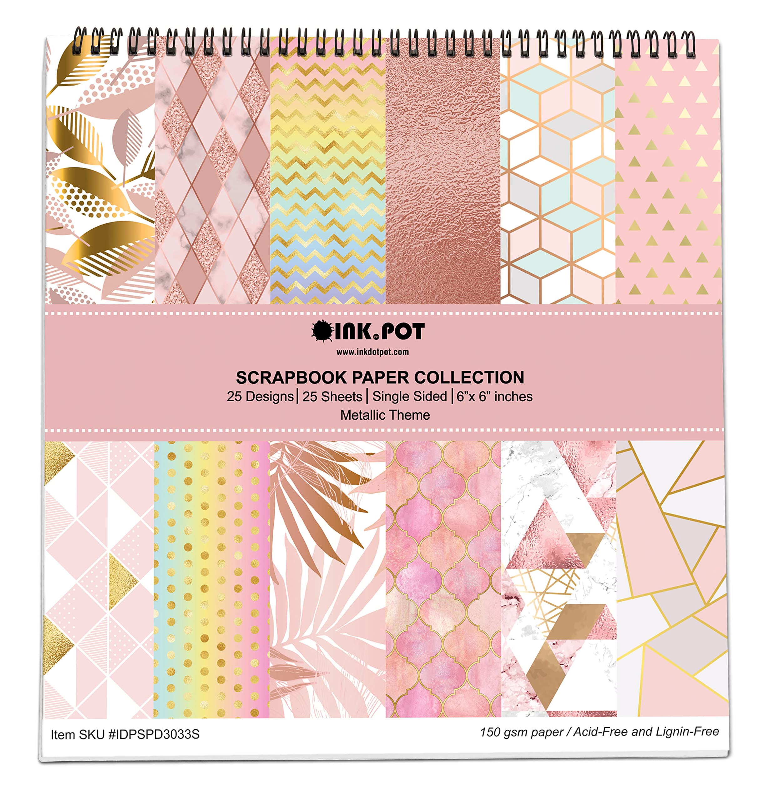 25 Sheets Metallic Pastels Scrapbook Paper Pad 6x6 Inch, Single-Sided Colorful Cardstock for DIY Scrapbooking, Card Making, Journaling & Craft Projects - Perfect for Greeting Cards, Photo Albums, and Home Decor