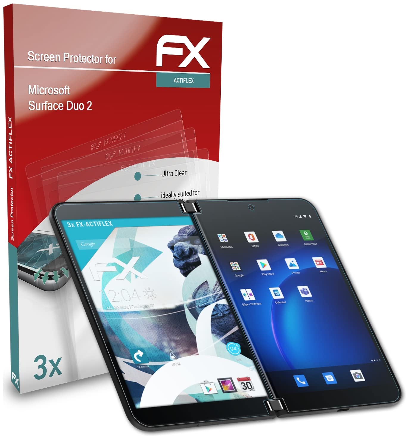 Microsoft Surface Duo 2 Screen Protector - 3 Pack Ultra Clear Flexible Film FX Protection | Anti-Scratch & Bubble-Free for Daily Use, Travel & Business Protection