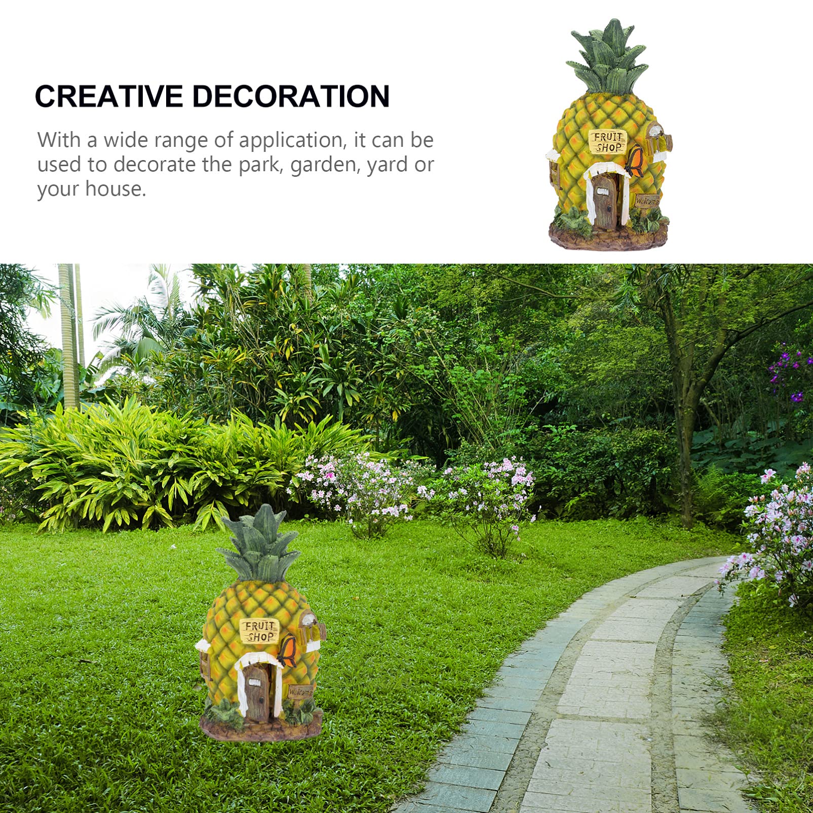 Uonlytech Solar Pineapple LED Garden Light - Waterproof Outdoor Decorative Pathway Lighting with Auto On/Off, Resin Figurine for Yard, Patio, Lawn & Landscape Decoration - Perfect for Garden Parties, Walkways & Nighttime Ambience