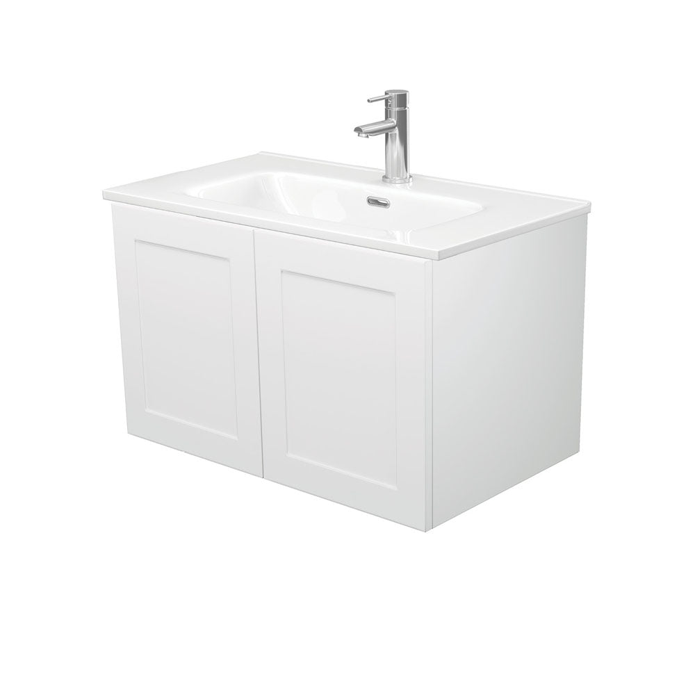 Fienza JOL75MR Joli Mila 750mm Wall Mounted Bathroom Vanity with Right Drawers - White Finish for Modern Small Space Bathroom Design