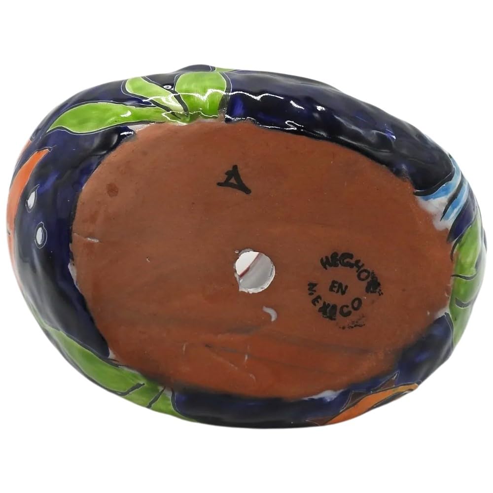 Large Talavera Bonsai Fish Planter - Hand-Painted Dark Blue Ceramic Pot for Succulents, Small Plants | Perfect for Home Decor, Garden, Office Desk & Patio
