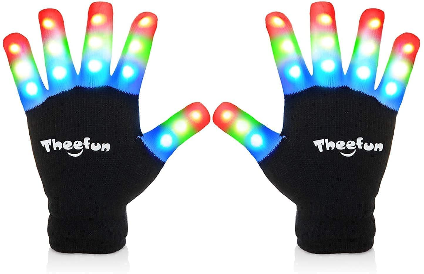Theefun 900W High Power Smoke Machine with 4000CFM Fog Output - 3 Color LED & 6 Mode Finger Light Up Gloves (Includes 4 Extra Batteries) - Perfect for Halloween Parties, DJ Shows, Concerts and Stage Performances