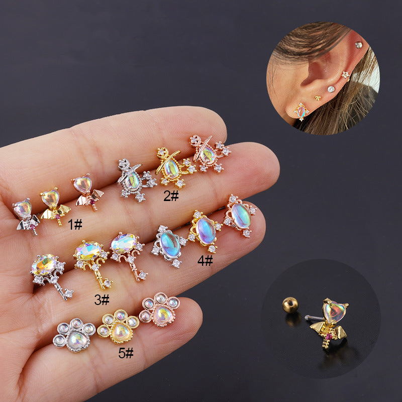20G Cartilage Tiny Stud Earrings - Cute Opal Stud Earrings for Women | Perfect for Daily Wear, Parties & Gifts | HSPJ310