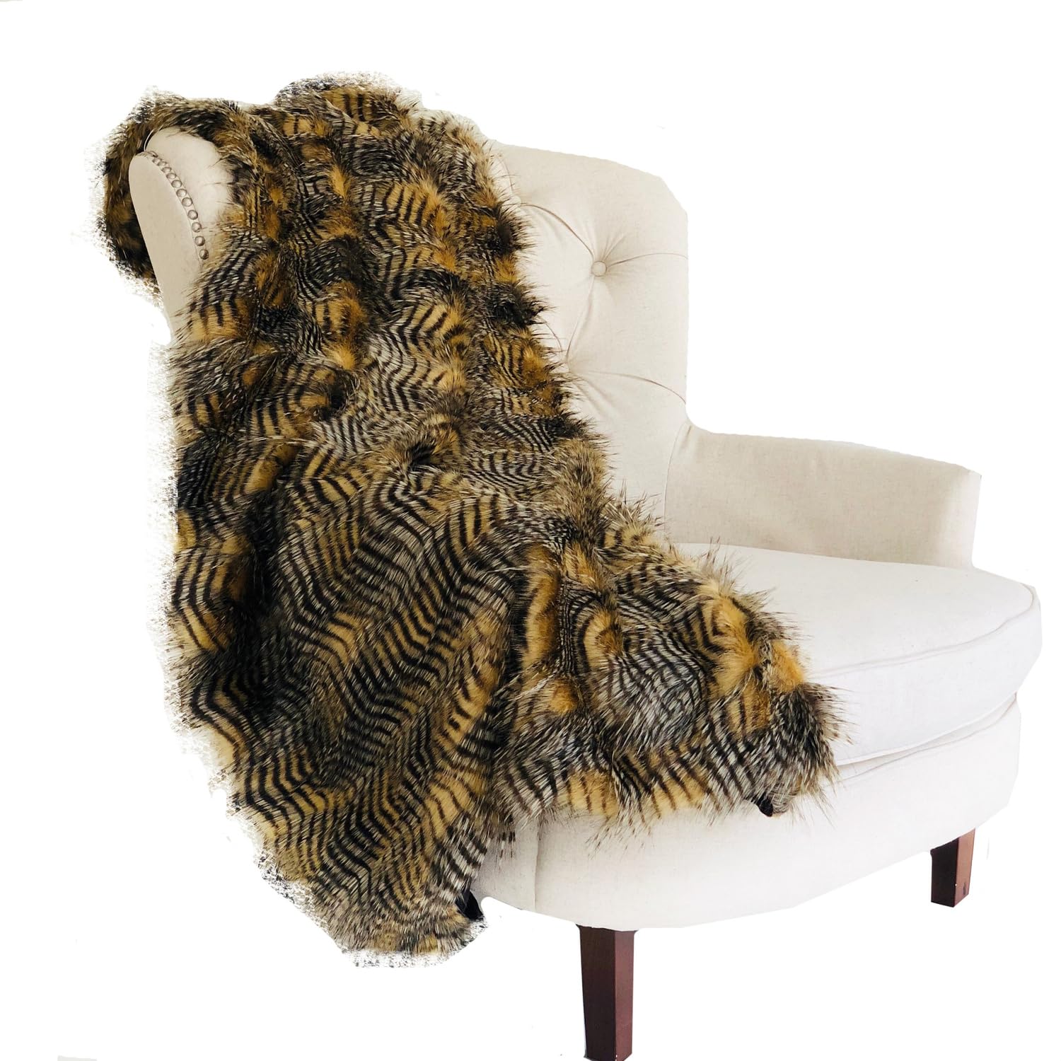 Plush Brown Porcupine Mocha Faux Fur Luxury Throw Blanket 36