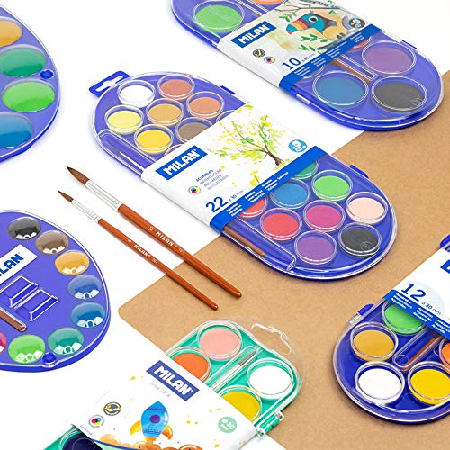Milan 053412 25mm Watercolor Palette - Pack of 12 | Professional Artist Paint Tray for Watercolor Painting, School Projects & DIY Crafts