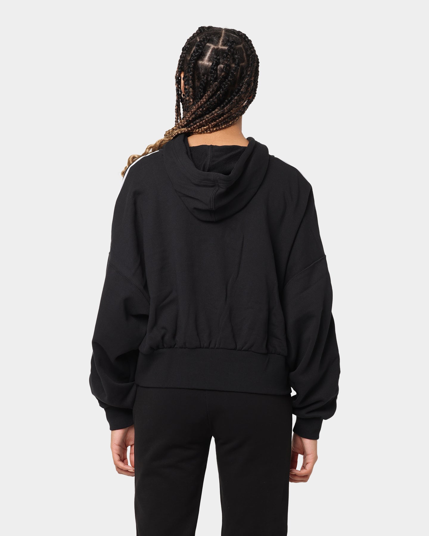 Adidas Women's Satin Stripe Hoodie - Black Pullover Sweatshirt for Casual Wear, Gym & Street Style Fashion