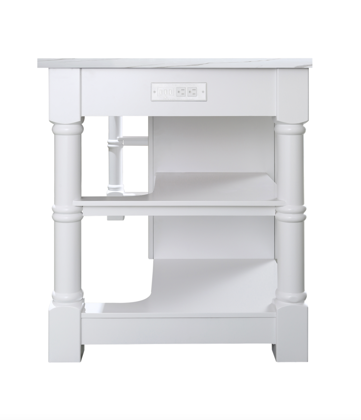 Design Element Monterey 80-Inch Kitchen Island with White Quartz Countertop - White KD 03 80 W ST - Perfect for Modern Kitchens, Dining & Entertaining