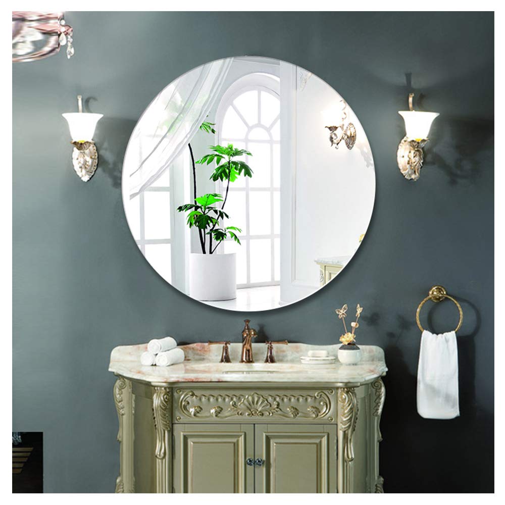 Round Wall Mirror for Bathroom & Bedroom - HD Frameless Vanity Makeup Mirror - Perfect for Living Room, Hallway & Home Decor