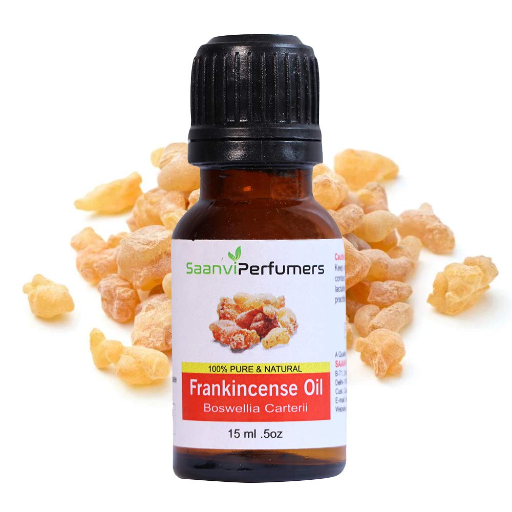 Saanvi Perfumers Frankincense Essential Oil (15ML) - 100% Pure Natural, Therapeutic Grade for Aromatherapy, Skin Care, Acne Treatment & Hair Growth - Perfect for Diffusers, Massage & DIY Beauty Products