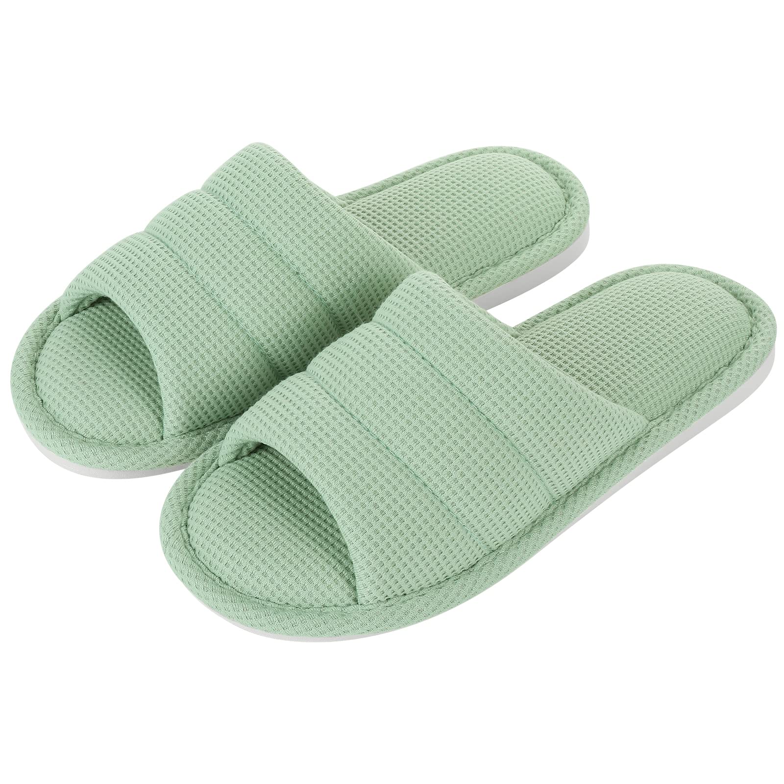 Shevalues Breathable Waffle Summer Slippers for Women & Men - Open Toe Slip-On House Shoes for Indoor Comfort - Perfect for Home, Spa, and Beach Use