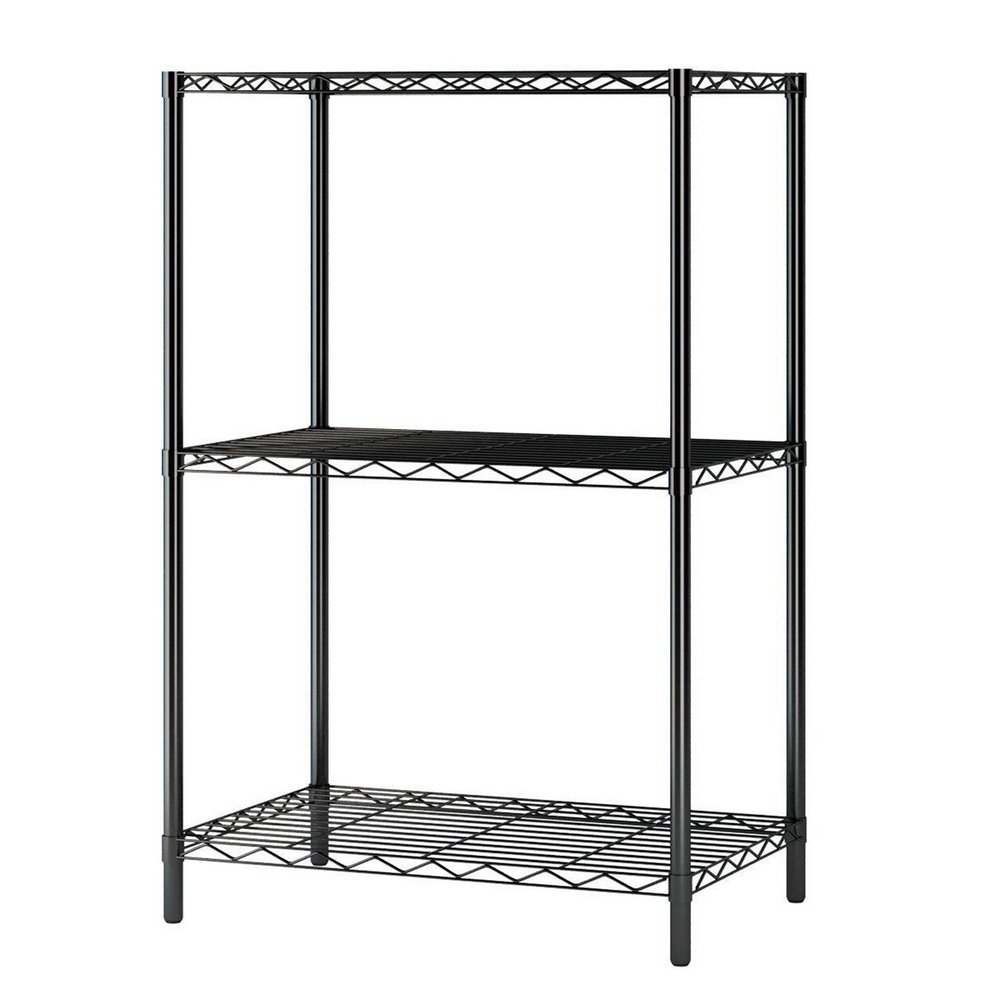 3-Tier Adjustable Carbon Steel Wire Shelving Unit - Heavy Duty Storage Rack for Home, Office, Garage & Kitchen - Perfect for Organizing Pantry, Closet, Laundry Room and Workshop Spaces